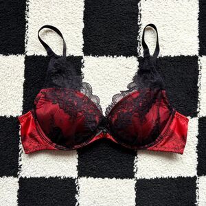 Chantelle Red and Black Lace Bra 32C